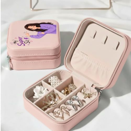 Image of P Arts Precious Art Gifts Best Sister Jewellery Organiser Box With Wooden Earring Pair,Greeting Card,Best Rakhi Gift For Sister,Rakshabandhan Combo Pack Set (My Super Sis)
