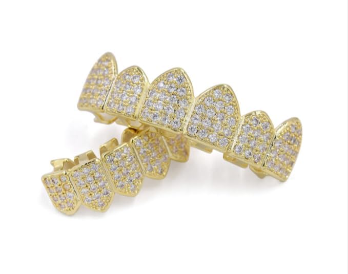 Grillz Teeth Men 18K Plated Gold Grills for Your Teeth Jewelry Hip Hop Diamond CZ Top Bottom Grills Mouth Tooth Cap2