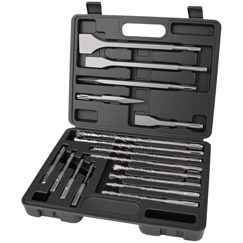 Gickbusus 17PCS SDS Plus Drill Bit Set Rotary Hammer Bits for Concrete