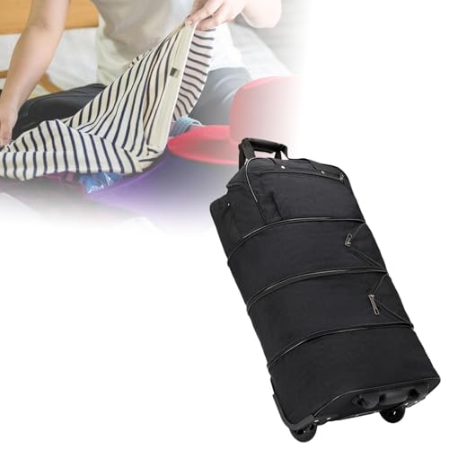 Rolling Duffel Bag Handbag Lightweight Travel Storage over Luggage Organizer Luggage Bag for Trips Business Traveling Outdoor, Black3