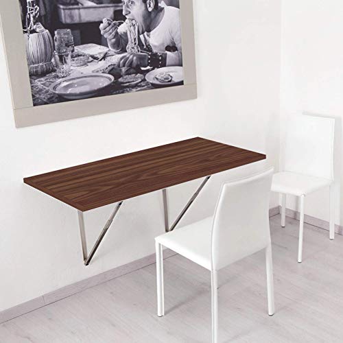 Image of Compal Folding Wall Mounted Study Table, Office Table, Laptop Table, Folding Utility Table for Home Office Portable & Space-Saving Floating Desk (23.5X31.5 Inches Wall Mount Table Brown)