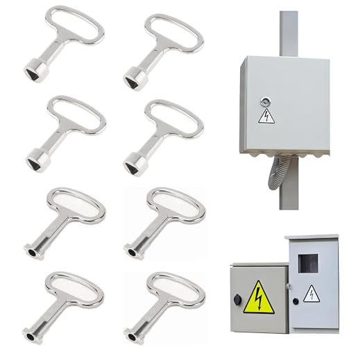 CALLYSONIC Lot de 8 clés triangulaires fendues, clés triangulaires, accessoires de pompiers, clés d'armoires électriques, clés triangulaires, clés universelles pour radiateurs, incendies, poubelles