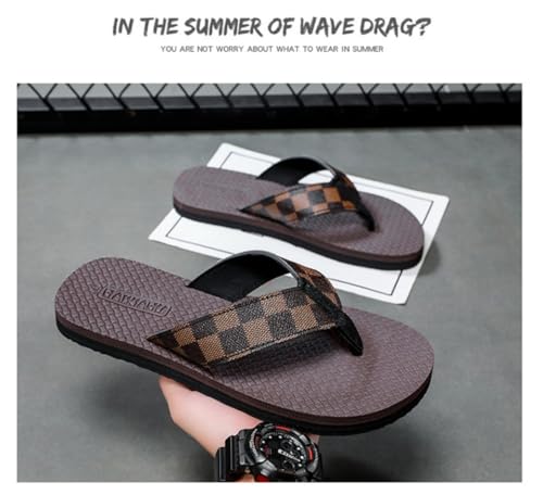 Checkered Sandals for Men Slip On Beach Flip Flops Platform Water Thong Waterproof House Slippers Open Toes Breathable Lightweight Summer Pool Party Vacation Comfort Wear Shoes Non-slip Cloud Sole2