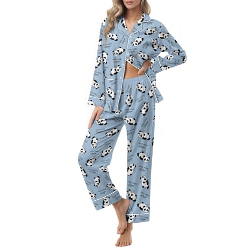 ELUNORUS Unisex Ultra Soft Pajama Set for Women & Men, Cozy Winter Valentine’s Day Pajamas, Matching Sleepwear Gift with Pockets Panda Print
