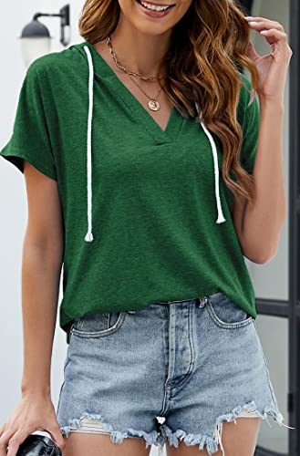 Image of Womens Long Sleeve V Neck Hoodie Sweatshirts Lightweight Pullover Tops