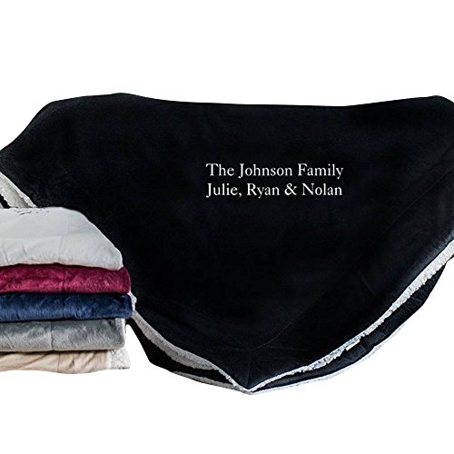 GiftsForYouNow Embroidered Any Message Personalized Sherpa Throw Blanket, Black, Measures 50" by 60", Custom Blanket with Name, 100% Soft Polyester Throw