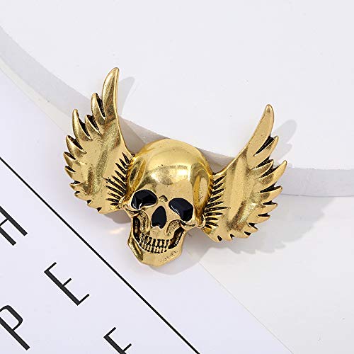 Image of Gothic Skull Head Brooch Pin Monster Wing Skeleton Broehes Women Men Suit Coat Jacket Accessories Punk Hat Bags Pants Badges Hippie Skull Pin for Halloween
