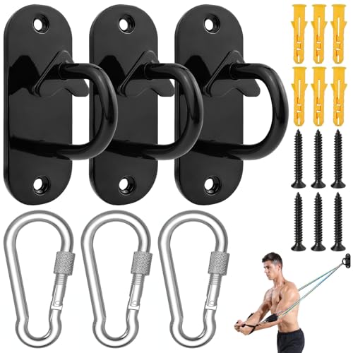 cersaty® 3 Stk Widerstandsband-Wandanker, Schwarz Fitness Tau Halterung für Krafttraining,Fitness,Boxsack,Topfpflanze,Schaukeln mit 3 Stk Schraub Karabiner cersaty® 3 Stk Widerstandsband-Wandanker, Schwarz Fitness Tau Halterung für Krafttraining,Fitness,Boxsack,Topfpflanze,Schaukeln mit 3 Stk Schraub Karabiner