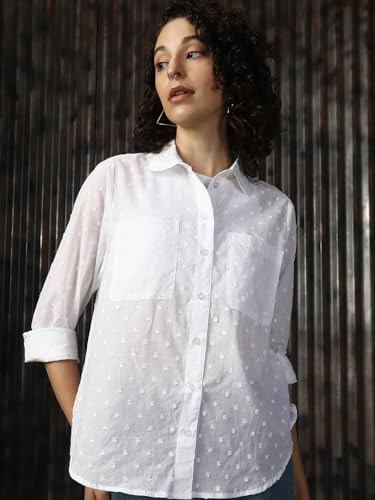 Image of HIGH Star Oversized Cotton Shirt for Women | Stylish Tops for Women | Comfortable and Trendy Casual Shirt