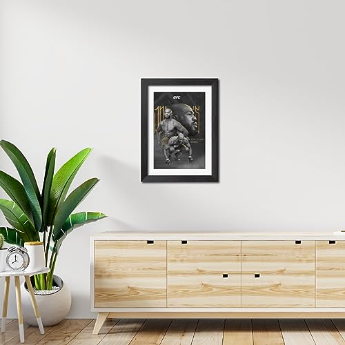 Image of TenorArts Jon Jones MMA Poster Frame Fighter Laminated Photo Framed Painting with Matt Finish Black Textures (12 inches x 9inches)