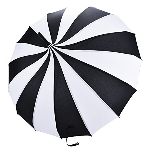 Umbrella Retro Pagoda Umbrella Parasol Umbrella Sun Umbrella Uv Protection Umbrella Retro With Hook Handle (White & Black)2 #TOP5