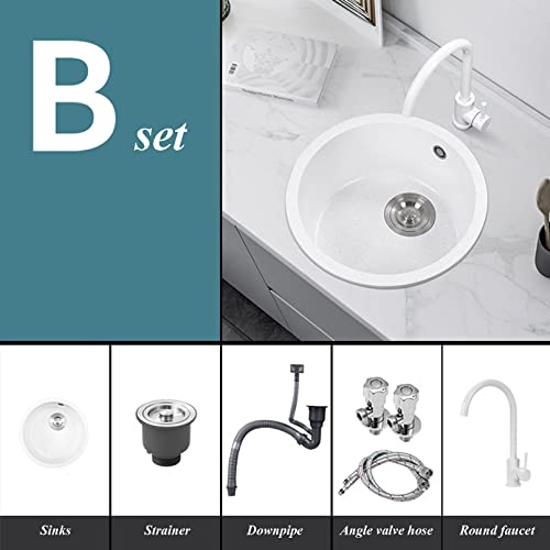 Évier sous plan rond blanc en acier inoxydable 304 pour cuisine et bar - 8