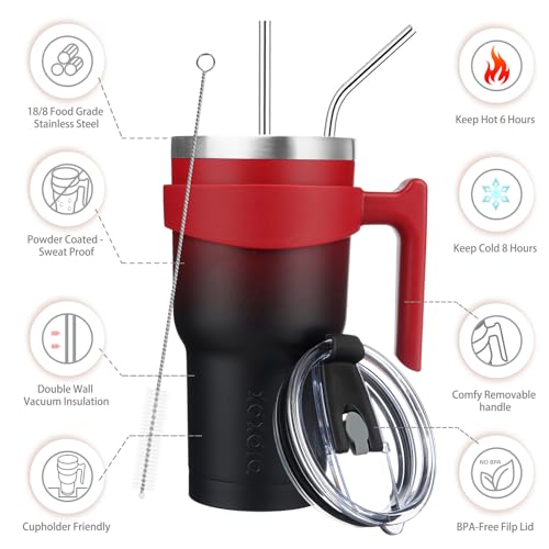Image of BJPKPK 30 oz Tumbler with Handle & Straw, Insulated Stainless Steel Mug