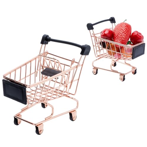 CRAFTYMELODY 1pc Mini Caddie de Course Rose Or Supermarché Petit Caddie de Rangement Décoratif Supermarché pour Décoration de Pièce de Rangement Maison