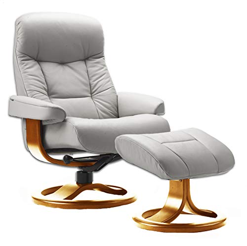 Fjords Hjellegjerde Leather Norwegian Ergonomic Scandinavian Lounge Reclining Chair 215 Small Muldal Swivel Recliner Furniture Nordic Line Genuine Dove Gray Leather Cherry Wood #TOP10