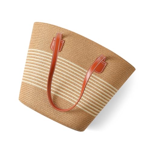 Image of Straw Bags For Women | Travel Straw Totes Bag, Summer Woven Shoulder Bag Handbag