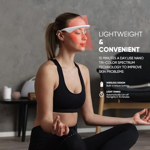 Image of KIMEE LED Face Mask for Men and Women | Photon Therapy Mask with 3 Color Light Modes | Anti-Aging, Acne, Wrinkle Removal | Skin Rejuvenation and Glowing Skin Facial Care at Home(NOT RECHARGABLE)