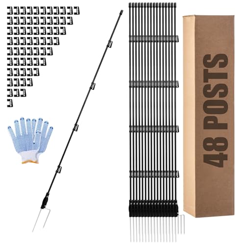 57 Inch Fiberglass Electric Fence Posts 48 Pack