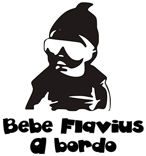 Pegatina Personalizada Vinilo Bebe a bordo + Nombre para Coche de CrisPhy (Blanco, 13x13cm)