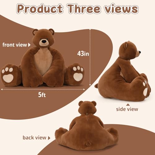 Image of MaoGoLan Giant Teddy Bear Stuffed Animal,Unique Little Head and Big Muscle Body Teddy Bear Plush Toy, 43.3 inch Sitting Height Huggable Teddy Bear Gift for Muscle Bear Lover, Party Favor,Long Distance