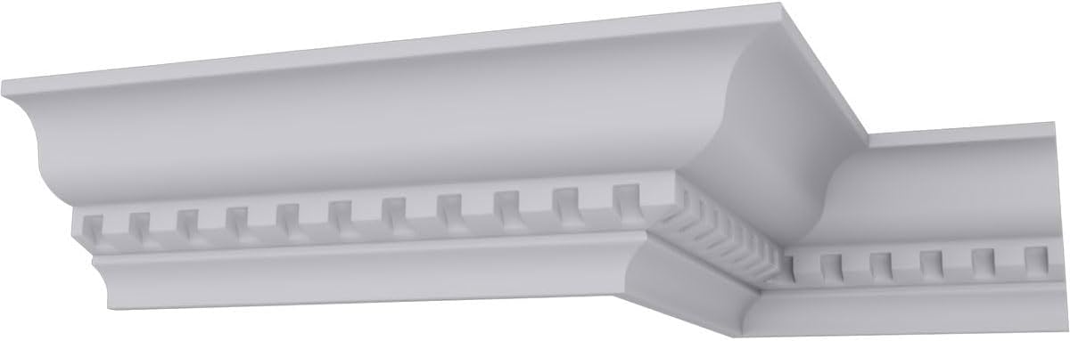 Endurathane Dentil Crown Moulding, 3 1/4"H x 3 1/4"P x 4 3/8"F x 94 1/2"L, Factory Primed (8-Pack)