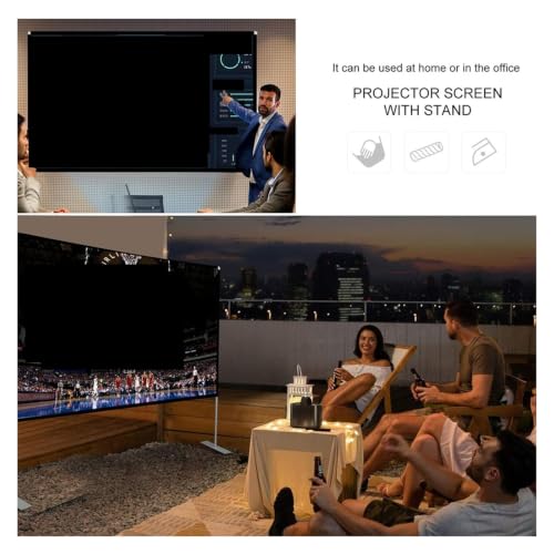 Pantalla de proyector portátil de 100 pulgadas con soporte para películas en casa 6