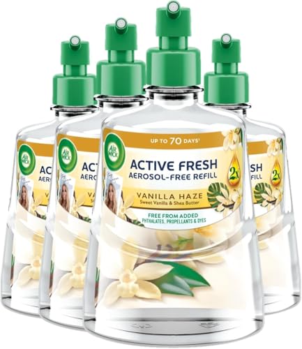 Air Wick Aerosol-Free Automatic Air Freshener Spray | Sweet Vanilla & Shea Butter | 4 Refills | 24x7 Active Fresh Odour Neutraliser | Lasts Up to 3x70 Days