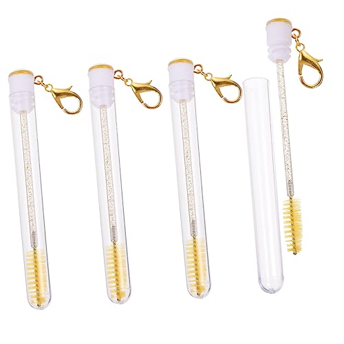 SOESFOUFU Travel-friendly Makeup Tool 4pcs Eyelash Brush Mascara Set Keychain Lash Brow Comb Eyelash Comb for Beginners Artists