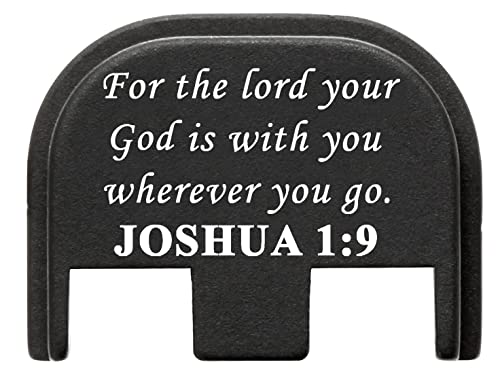 NDZ Performance Rear Slide Cover Back Plate for Glock Gen 5 Models 9MM & .40 S&W Laser Engraved Hardcoat Anodized Aluminum in Black - Bible Joshua 1:9
