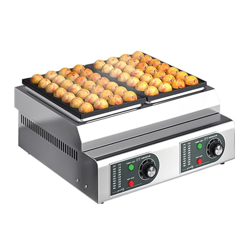YUEWO Commercial Takoyaki Maker 56pcs Japanese Octopus Fish Ball Machine Octopus Meatball Machine 2100W Heating Takoyaki Grill Maker with Independent Temperature Control