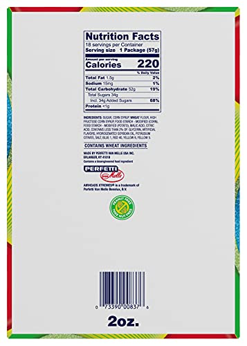 Airheads Xtremes Belts Candy, Chewy Candy Package, Rainbow Berry Fruit Flavor Artificially Flavored, 2 Ounces (18-Pack)