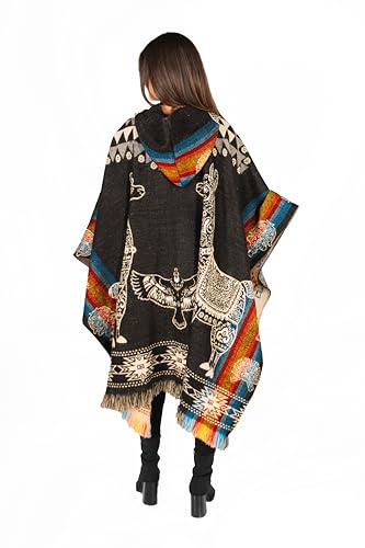 ALPAKITAS Premium Alpaca Wool Poncho for men and women – Western Hooded Cape for Men & Women – Soft & Warm Mexican ponchos3