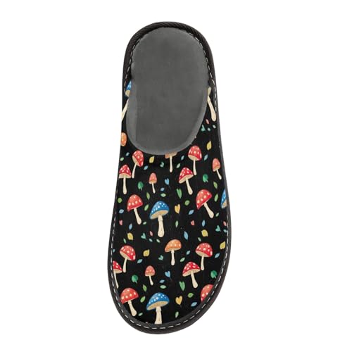 ODAWA Mushrooms Leaves Memory Foam House Slippers Shoes for Grandma Mom, Washable Slip On House Shoes for Women Size 4-53