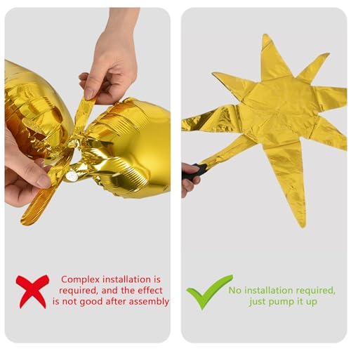 Image of TONIFUL 8 Pcs Green and Gold Explosion Star Foil Balloon Party Decoration | 22 Inch Large Mylar Star Balloon for New Year Christmas St. Patrick's Day Safari & Dinosaur Themed Kids Birthday Party Decor