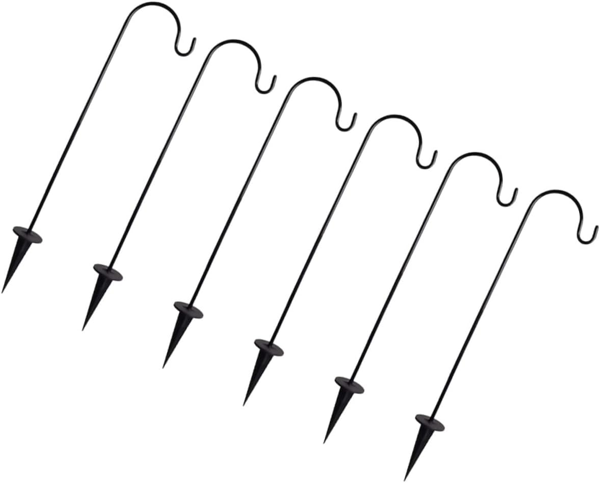 SUPVOX 6Pcs Shepherd Hooks for Hanging Solar Lights Durable Garden Stakes for Outdoor Easy to Install for Lanterns and Bird Feeders