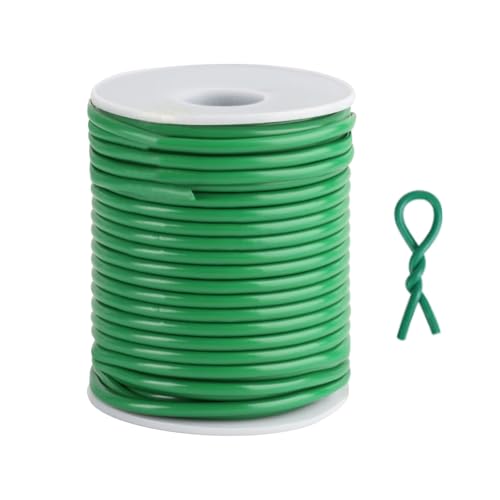 WangChaoJiu Pflanzendraht Gummiert, Gartendraht Gummiert, Pflanzenbinder Grün, 3,5mm x 20 m Blumendraht Grün, Weich Dicke Bindedraht Grüns für Kletterpflanzen Draht, Pflanzenstütze im Garten