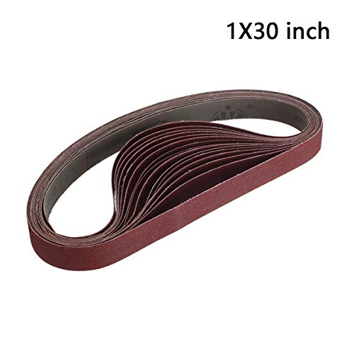 Aluminum Oxide Sanding Belts,1-Inch x 30-Inch 80/120/150/240/400 Assorted Grits (15 Pack)