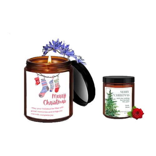 Carol Cao Personalized Christmas Candles Customized Scented, 9oz Fresh Aromatherapy Soy Wax Candle, Best Friend Christmas Gifts Ideas, Personalized Candles for Gifts with Pattern and Blessings