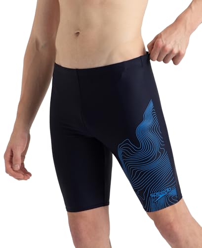 Image of Speedo Men Endurance10 Tide Print Sports Gala Logo Jammer - True Navy & Cobalt Pop