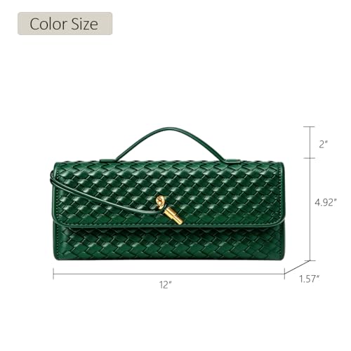 Image of JYG Woven Handbag for Women Fashion Evening Shoulder Bag PU Leather Handmade Clutch Purse Casual Crossbody Bags