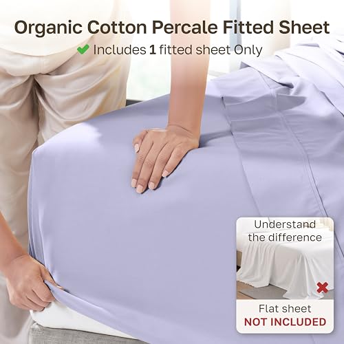 Image of California Design Den 100% Organic Cotton Cal King Fitted Sheet, Lavender
