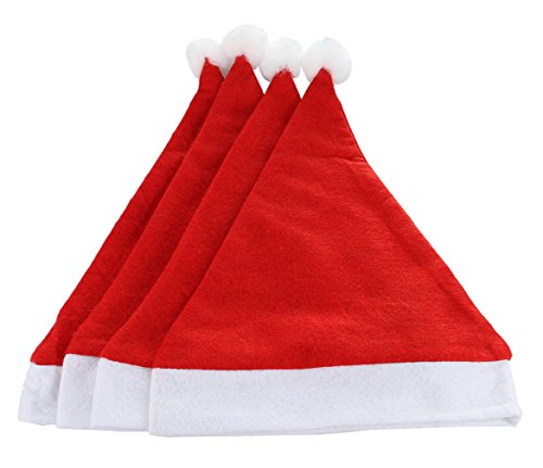 GEMVIE Lot de 10pcs Chapeau Bonnet Père Noël Enfant Bébé Classique Doux Non Pompon Christmas Rouge