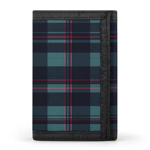 Scottish Tartan Plaid Blue Trifold Wallets Lightweight RFID Blocking Wallet Credit Card Holder Custom Gifts for Men Women