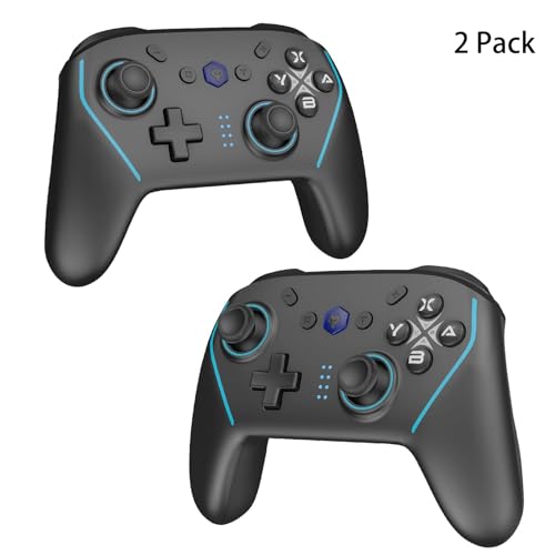 Image of NBCP X6 2 Pack Wireless Bluetooth Pro Controller Compatible with Nintendo Switch Controller For Switch 2 Controller, PC, Android, iOS - 6-Axis Gyro,Dual 4-Level Vibration, Anti-Drift Joysticks, Turbo, 2 Programmable Buttons, Wake-Up,Screenshot