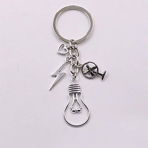 Preisvergleich Produktbild KANGDE Herren Schlüsselbund DIY Metallhalterung elektrische Lüfter Schlüsselanhänger Liebe Glühbirne Glühbirne 36x19 mm Anhänger Geschenk