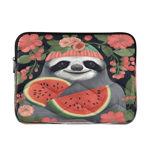 Funda para portátil 13-14 pulgadas con diseño de perezoso comiendo sandía