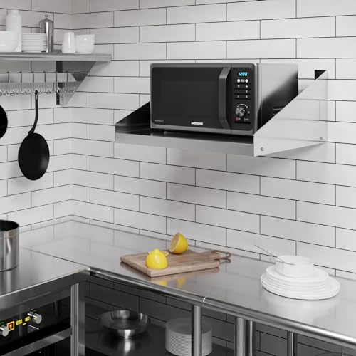 Image of AmGood Stainless Steel Wall Shelf with Side Guards (24 inch Long X 24 inch Deep)