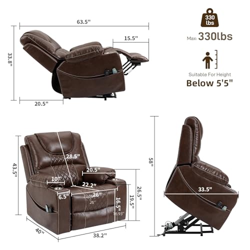 Sillón reclinable cuero con respaldo alto miniatura 2