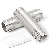 TAISHER 2Pcs Stainless Steel Pipe Fittings, 1/4' NPT x 1/4' NPT Male Threaded, 2' Length Nipple Cast...