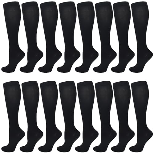 5-8 Pairs Compression Socks for Men Circulation 15-20 mmHg Knee High Stockings for Running Hiking Climbing Cycling